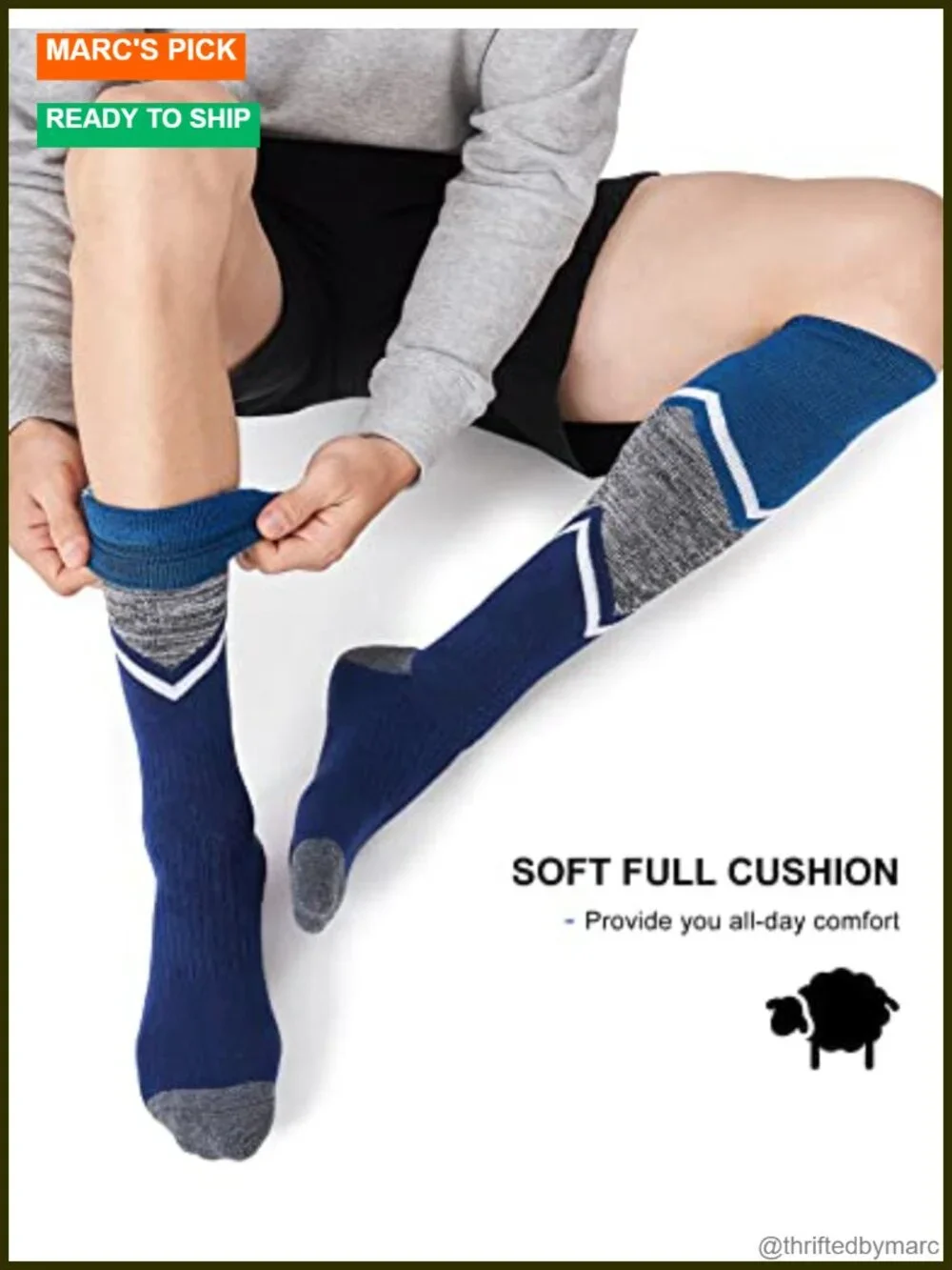 Merino Wool Ski Socks for Snowboarding, Full Cushioned Knee-High Thermal Socks